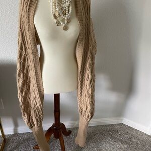 Elegant Tan Cable Knit Women's Sweater